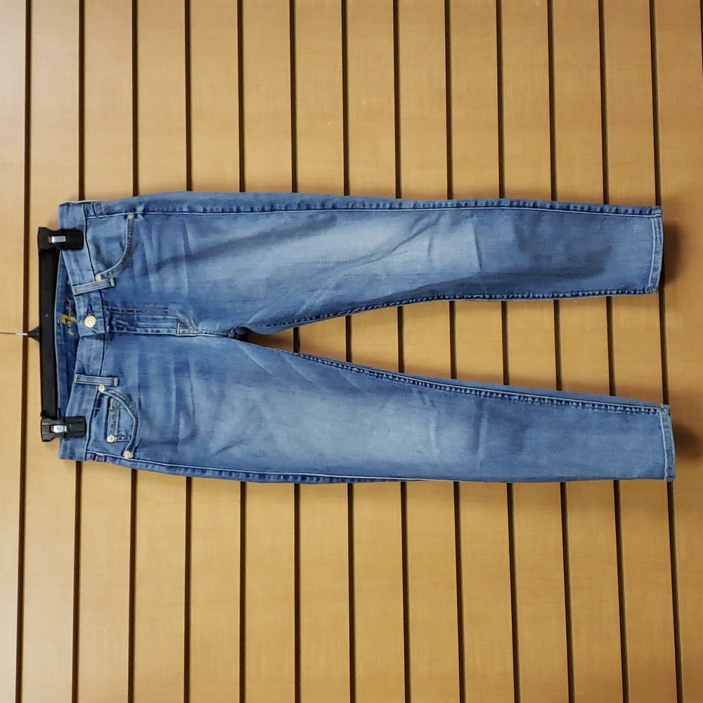 7 For All Mankind The Cropped Skinny Blue Denim Jeans Size 28
